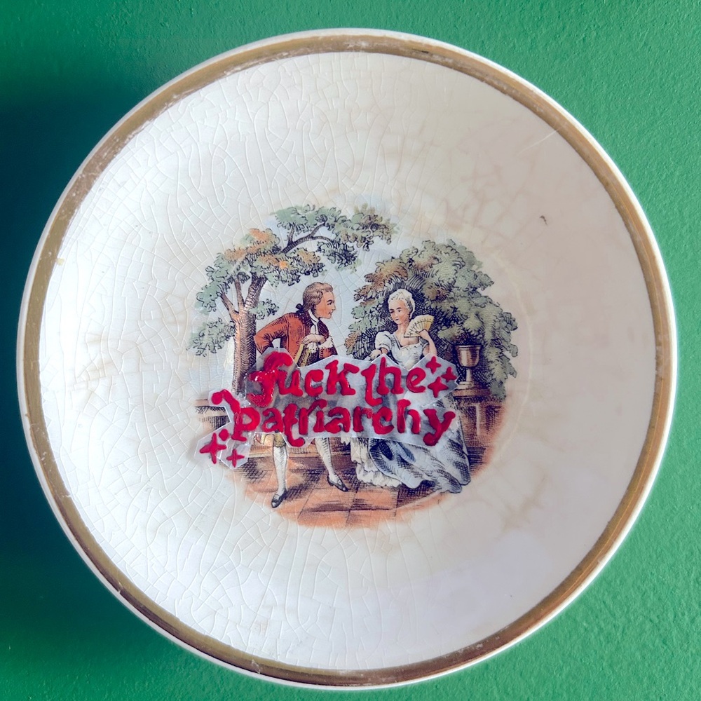 Hand Painted Vintage-Inspired “F*ck the Patriarchy” Decorative Plate (By Me!)